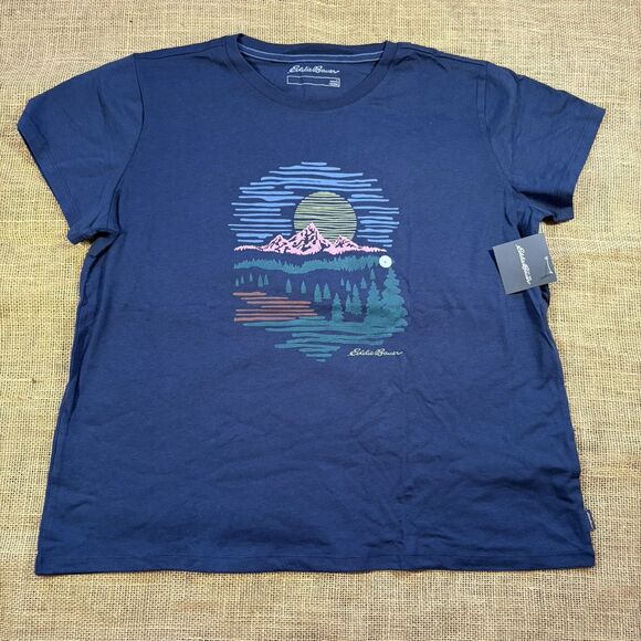 NEW Eddie Bauer Woman's Mountain Scenery Graphic T-Shirt Size Large NWT - Picture 1 of 5